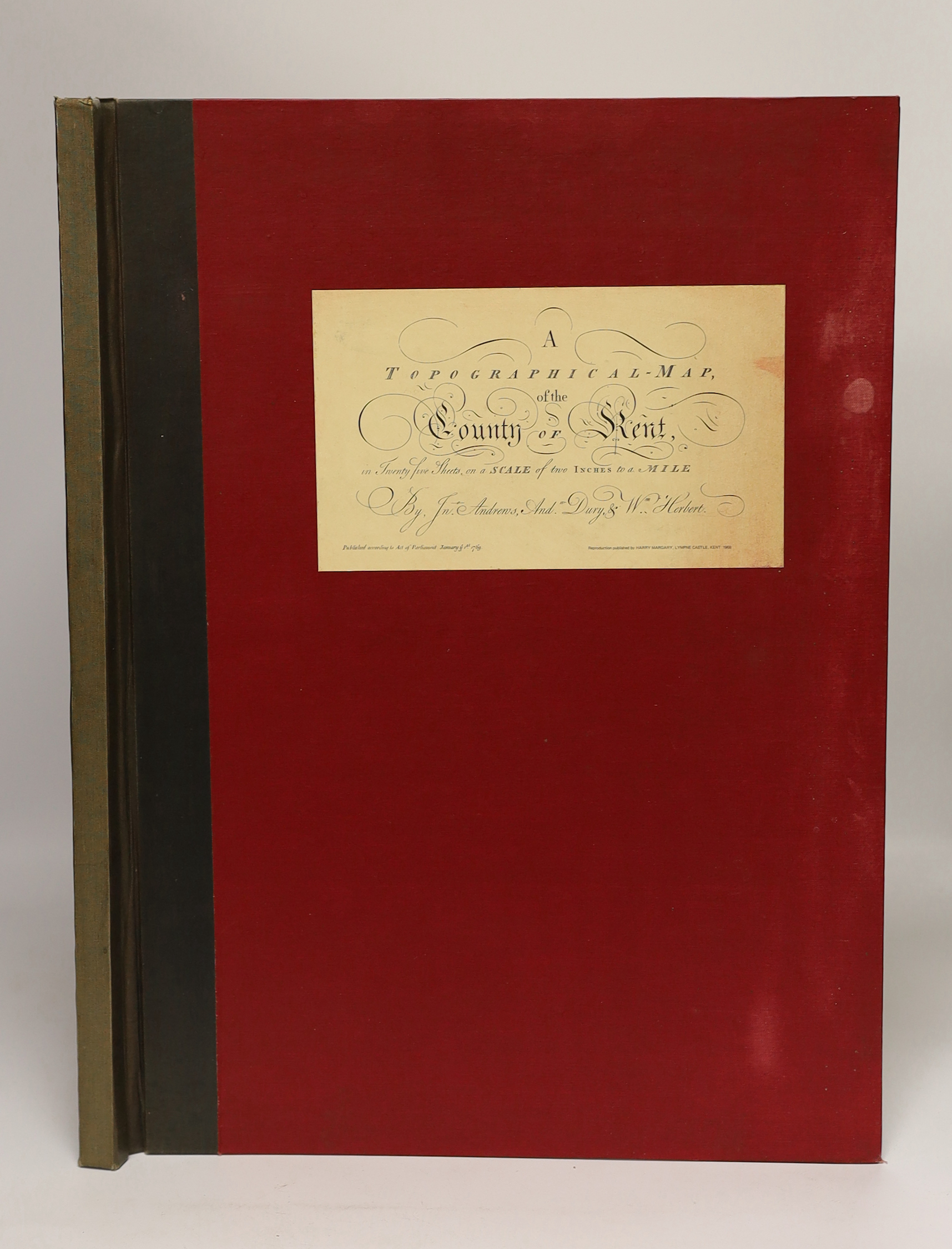 Andrews, John and Others - A Topographical Map of the County of Kent, in twenty five sheets, on a scale of two inches to a mile, from an Actual Survey ...(new, reproduction edition). pictorial engraved title, pictorial e